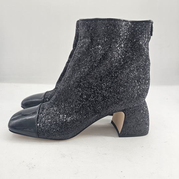 Circus NY Osten Black Sparkly Ankle Boots Women’s Size 8 NWTB Zip Block Heel - Picture 4 of 12